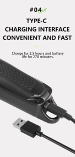 Kemei KM-1675 – Tondeuse Professionnelle 5 Vitesses avec Écran LED et Batterie 1800mAh – gris tondeuse kemei