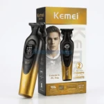 Kemei KM-1730 – Tondeuse Professionnelle Métallique 7500 RPM avec Écran LCD et Batterie 1500mAh noir doré – Dore 
