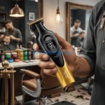 Kemei KM-1730 – Tondeuse Professionnelle Métallique 7500 RPM avec Écran LCD et Batterie 1500mAh noir doré – Dore 