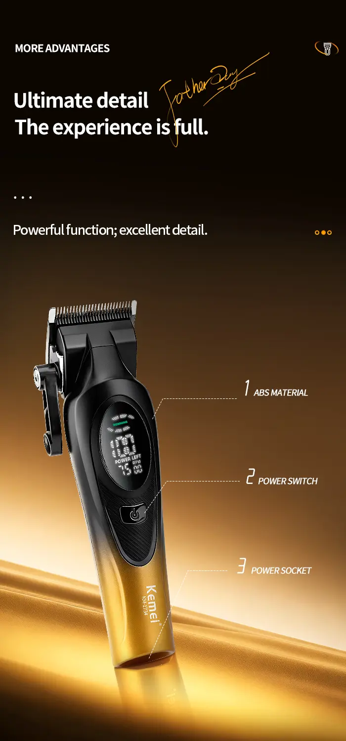 Kemei KM-1734 – Tondeuse Professionnelle 7500 RPM avec Batterie 2000mAh et Écran LED tondeuse avec bras tondeuse avec levier