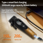 Kemei KM-1734 – Tondeuse Professionnelle 7500 RPM avec Batterie 2000mAh et Écran LED tondeuse avec bras tondeuse avec levier