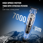Kemei KM-1739 – Tondeuse Professionnelle 7000 RPM avec Lame Titane Noire et Batterie 1200mAh tondeuse kemei