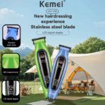Kemei KM-1739 – Tondeuse Professionnelle 7000 RPM avec Lame Titane Noire et Batterie 1200mAh tondeuse kemei