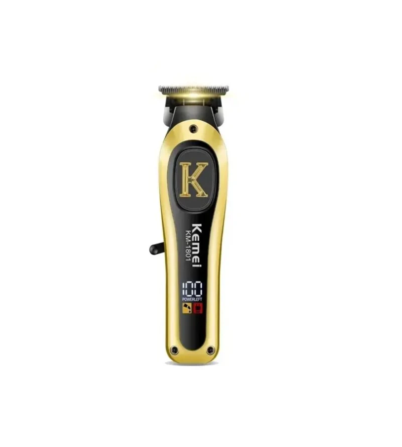 Kemei KM-1801 – Tondeuse Professionnelle DLC de Finition 7000 RPM avec Écran LED et Batterie 1200mAh – gold