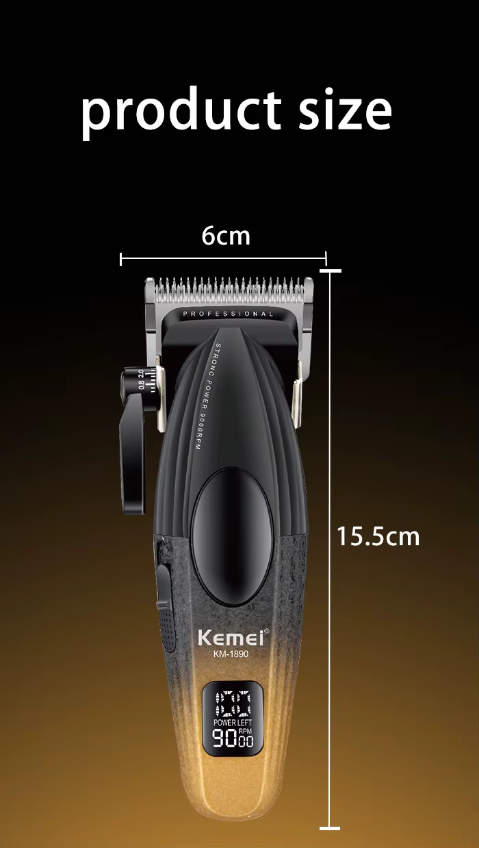 Kemei KM-1890 – Tondeuse Professionnelle 9000 RPM avec Batterie 2000mAh et Lame DLC tondeuse avec levier