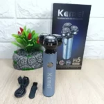 Kemei KM-507 – Rasoir Électrique Rotatif Rechargeable USB-C Étanche IPX5 rasoir 3 boules Rasoir Electrique kemei