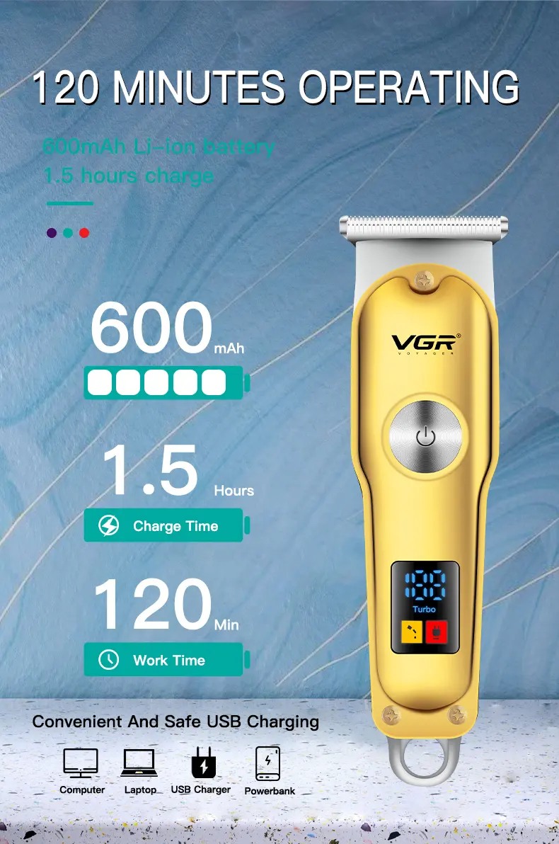 VGR V-290 – Tondeuse Professionnelle de Finition T-Blade avec Écran LED et Batterie 600mAh tondeuse bon prix tondeuse vgr