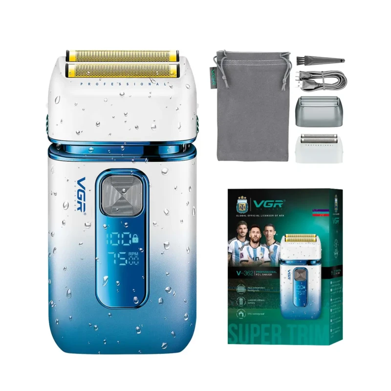 VGR V-362 – Rasoir Électrique Double Grille Étanche IPX6 Rechargeable USB-C rasoir vgr