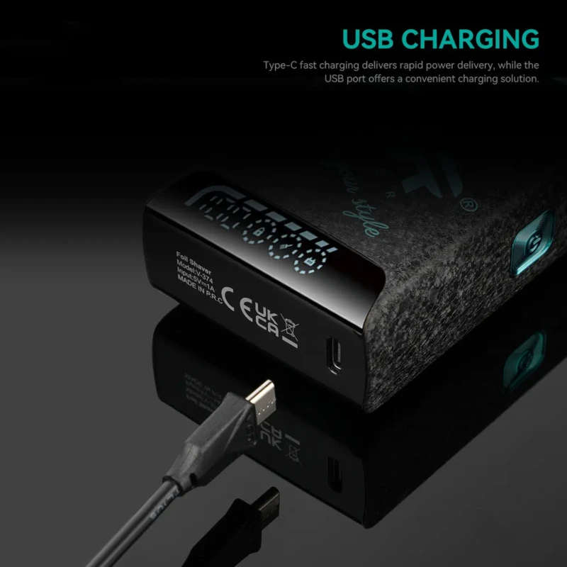 VGR V-374 – Rasoir Électrique Double Grille Rechargeable USB avec Affichage LED rasoir vgr