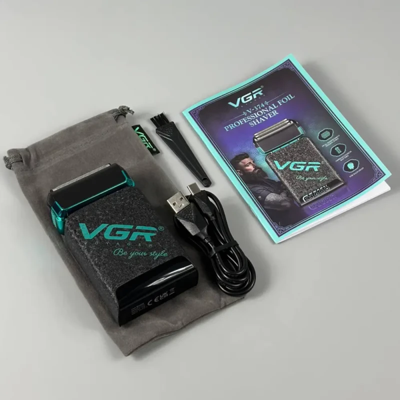 VGR V-374 – Rasoir Électrique Double Grille Rechargeable USB avec Affichage LED rasoir vgr