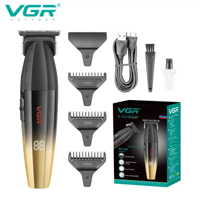 VGR V-906 – Tondeuse Professionnelle Métallique 9000 RPM avec Lame DLC et Batterie 2000mAh tondeuse vgr