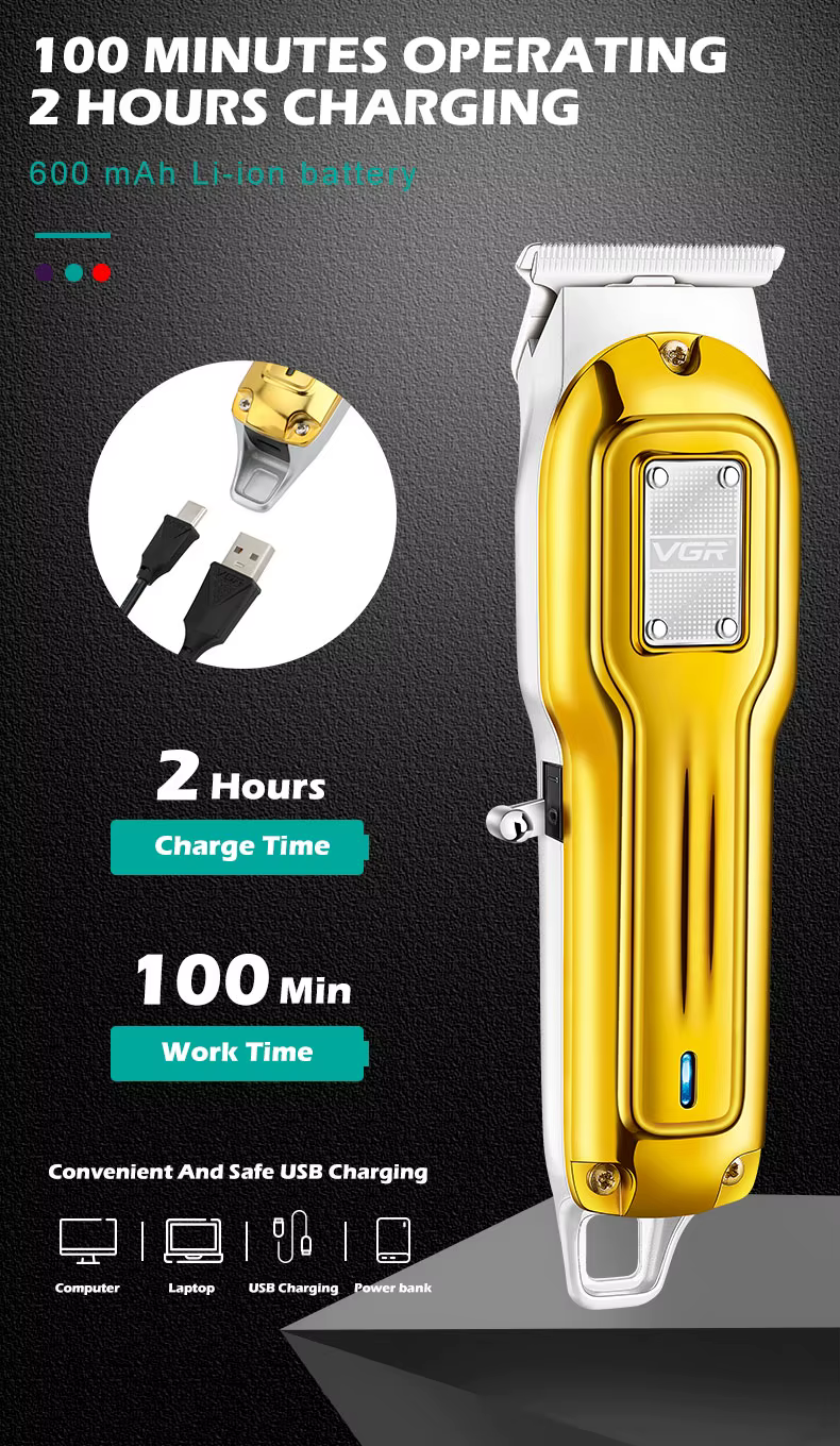 VGR V-919 – Tondeuse Professionnelle de Finition T-Blade Rechargeable USB Type-C tondeuse bon prix tondeuse vgr