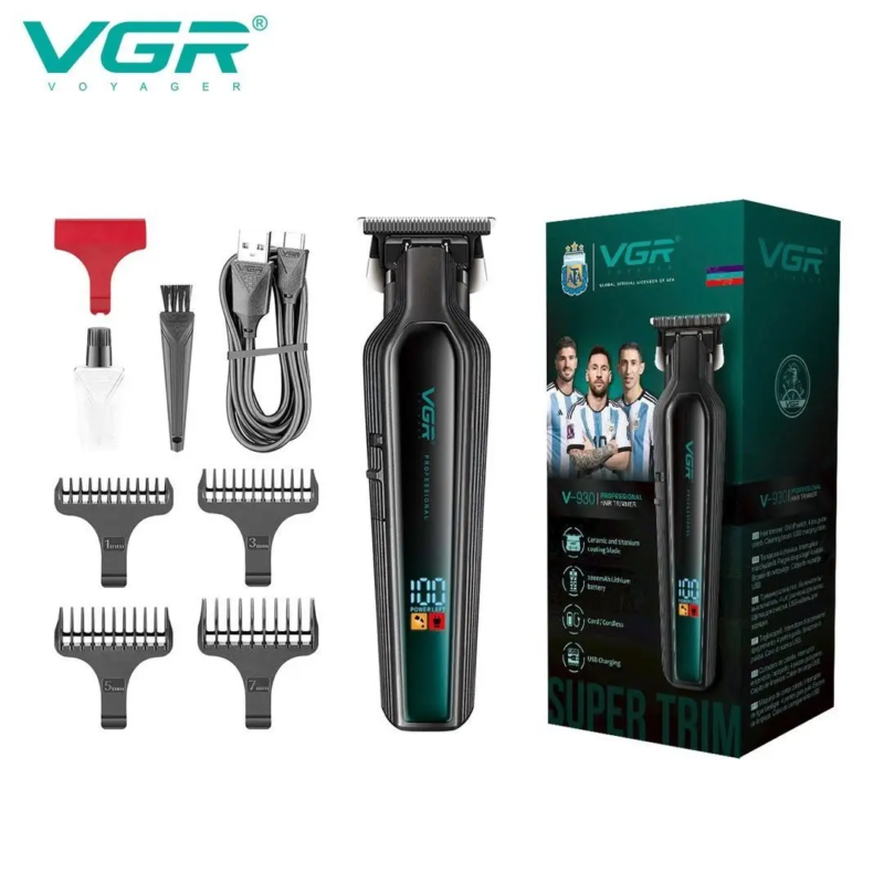 VGR V-930 – Tondeuse Professionnelle de Finition T-Blade Zero Gap avec Écran LED – noir tondeuse vgr