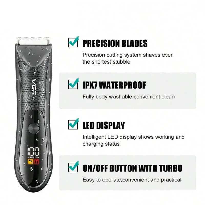 VGR V-934 – Kit de Tonte 2-en-1 pour Corps et Nez Étanche IPX7 avec Batterie Rechargeable Kit de toilettage Kit vgr