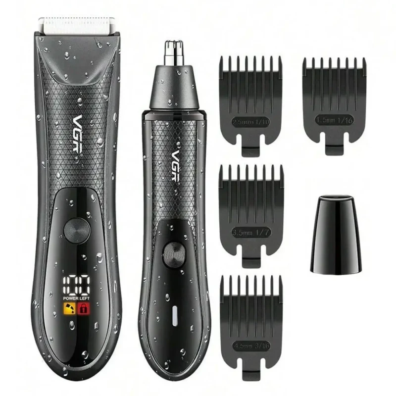 VGR V-934 – Kit de Tonte 2-en-1 pour Corps et Nez Étanche IPX7 avec Batterie Rechargeable Kit de toilettage Kit vgr