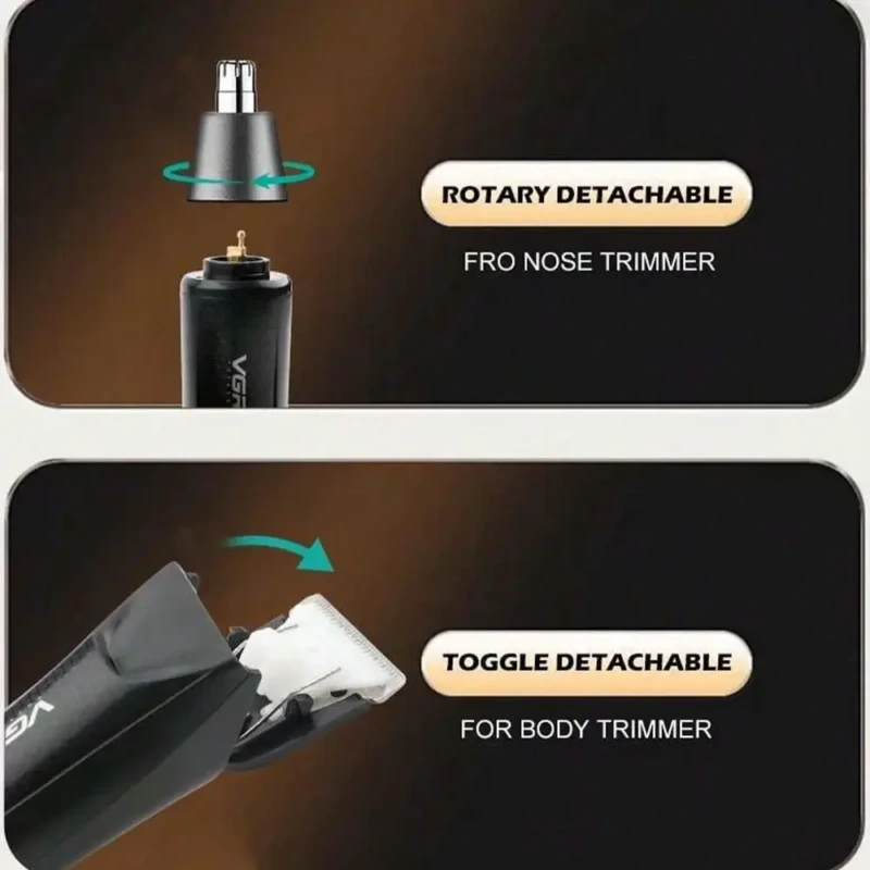 VGR V-934 – Kit de Tonte 2-en-1 pour Corps et Nez Étanche IPX7 avec Batterie Rechargeable Kit de toilettage Kit vgr