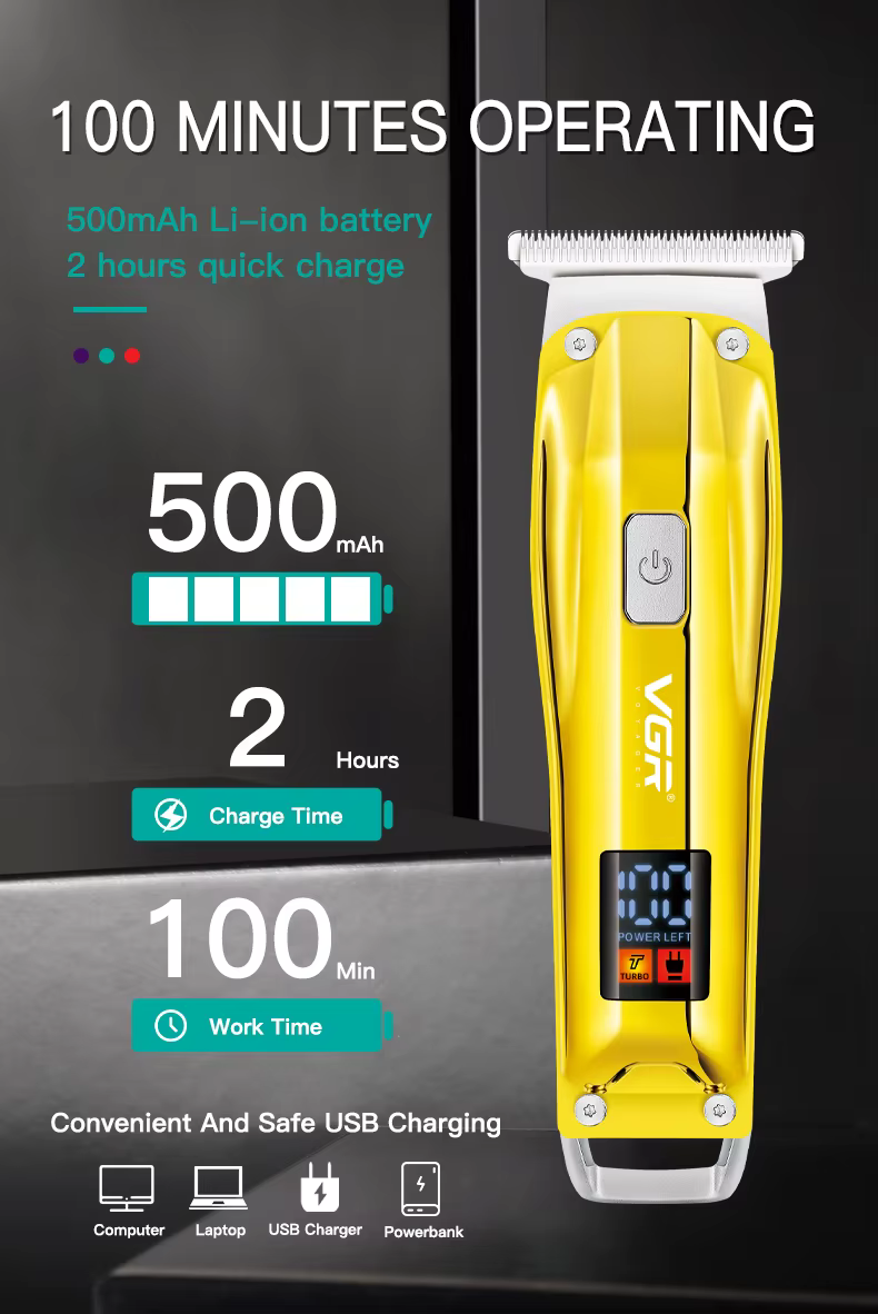 VGR V-956 – Tondeuse Professionnelle de Finition T-Blade avec Écran LED et Recharge USB-C tondeuse bon prix tondeuse vgr