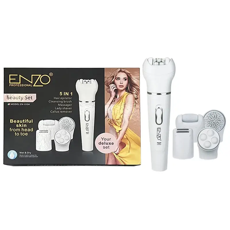 Enzo EN-0104 – Épilateur, Rasoir, Nettoyeur et Masseur Rechargeable 5-en-1 appareil d'épilation multifonction Épilateur enzo