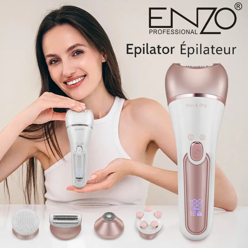 ENZO EN-5842 – Épilateur, Rasoir, Nettoyeur et Masseur Rechargeable 5-en-1 ENZO EN-5842 – Épilateur, Rasoir, Nettoyeur et Masseur Rechargeable 5-en-1