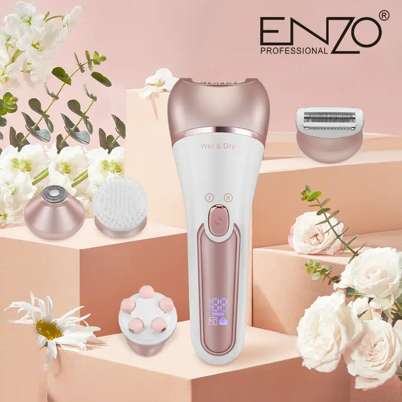 ENZO EN-5842 – Épilateur, Rasoir, Nettoyeur et Masseur Rechargeable 5-en-1 ENZO EN-5842 – Épilateur, Rasoir, Nettoyeur et Masseur Rechargeable 5-en-1