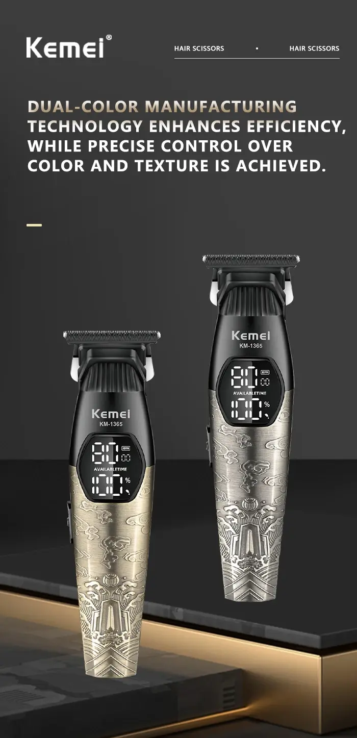 Kemei KM-1365 – puissante Tondeuse Professionnelle 8000 RPM avec Écran LED, 1200mAh – métal