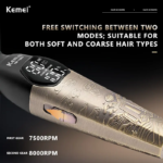 Kemei KM-1365 – puissante Tondeuse Professionnelle 8000 RPM avec Écran LED, 1200mAh – métal