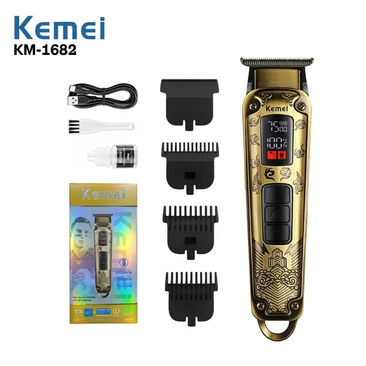 Kemei KM-1682 – Tondeuse professionnelle rechargeable avec écran LED gold – doré tondeuse kemei