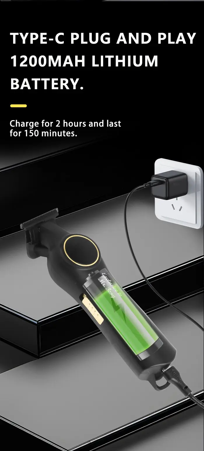 Kemei KM-1738 – Tondeuse Professionnelle Noir Intense 5W, Batterie 2000mAh et Écran LED tondeuse kemei