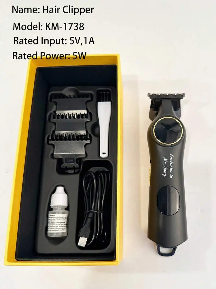 Kemei KM-1738 – Tondeuse Professionnelle Noir Intense 5W, Batterie 2000mAh et Écran LED tondeuse kemei