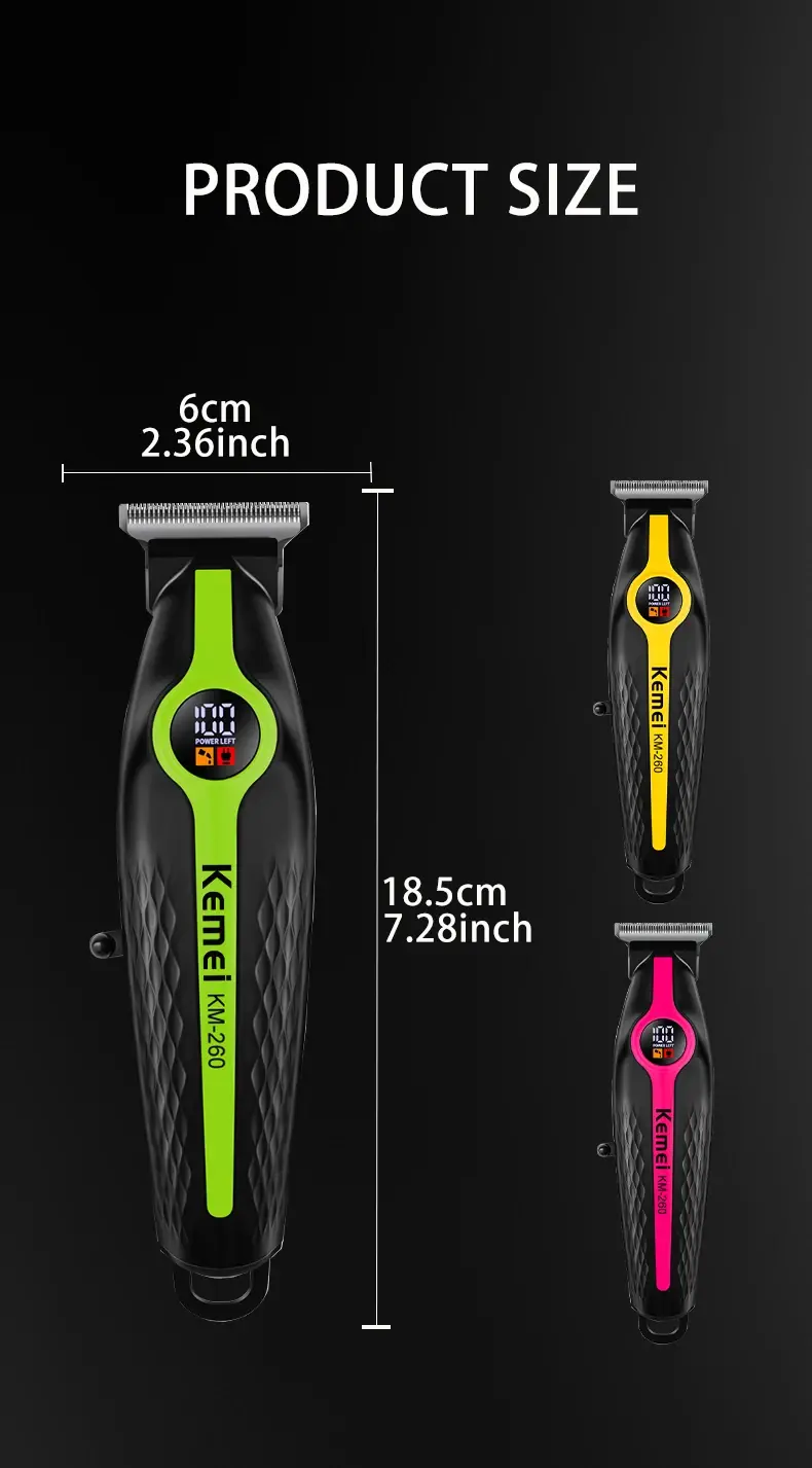Kemei KM-260 – Tondeuse puissante avec moteur 7200RPM Rechargeable avec Écran LED et Batterie 1200mAh Kemei KM-260 – Tondeuse puissante avec moteur 7200RPM Rechargeable avec Écran LED et Batterie 1200mAh tondeuse kemei