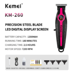 Kemei KM-260 – Tondeuse puissante avec moteur 7200RPM Rechargeable avec Écran LED et Batterie 1200mAh tondeuse kemei