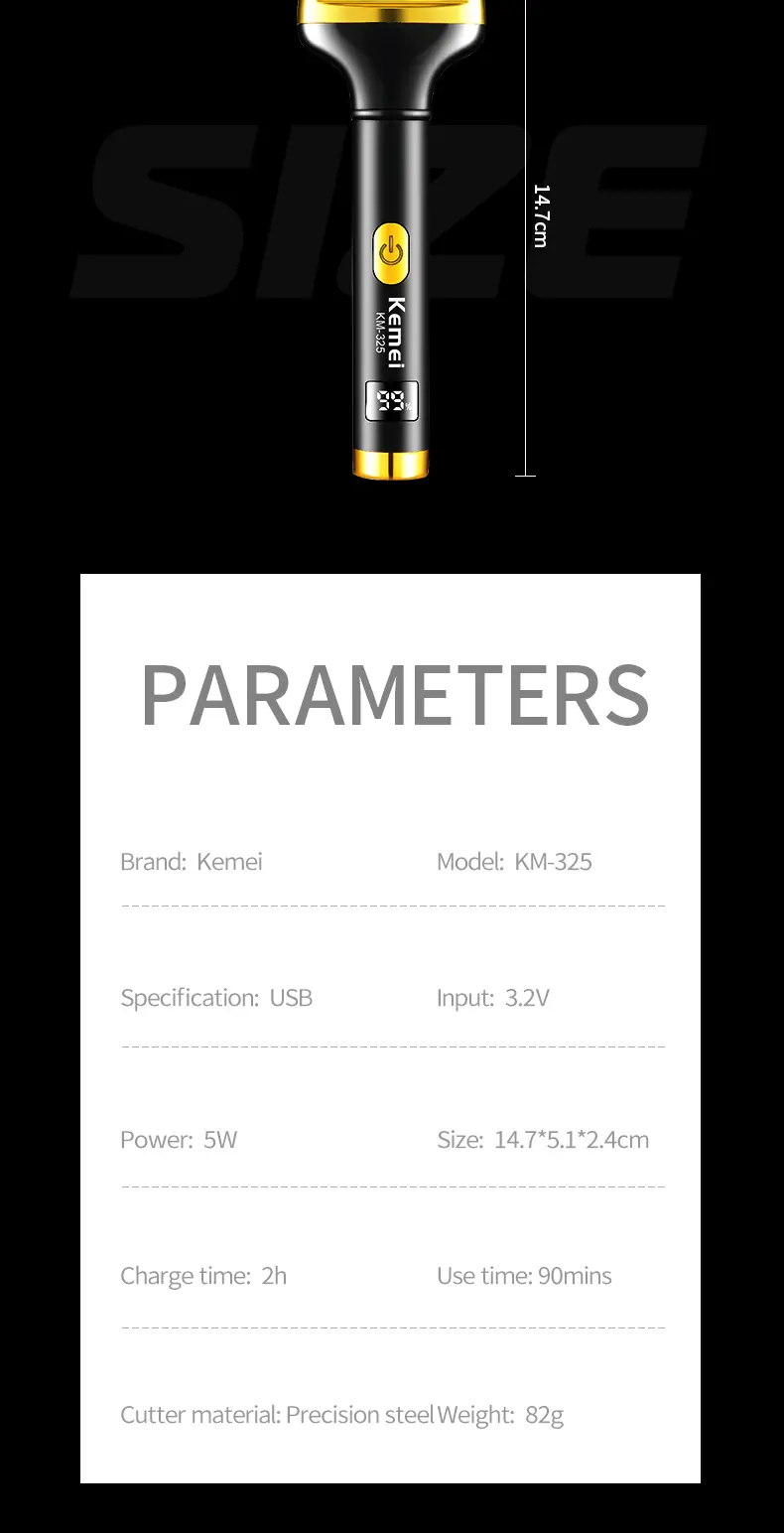 Kemei KM-325 – Rasoir et Épilateur Électrique Multifonction 7-en-1 Rechargeable Tondeuse multifonction