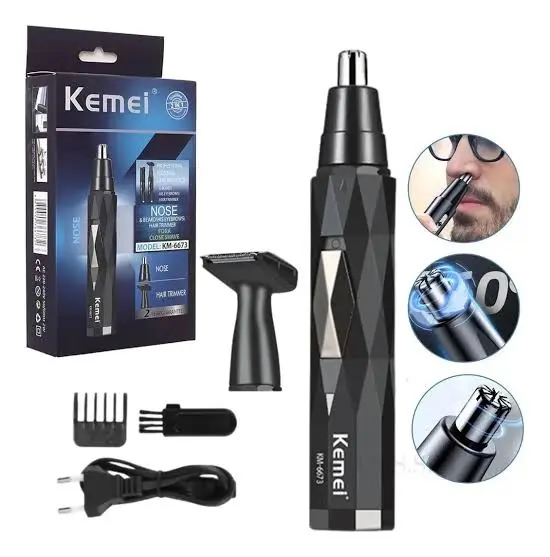 Kemei KM-6673 – Tondeuse Multifonction 2-en-1 pour Nez, Oreilles et Finitions de Précision Tondeuse multifonction