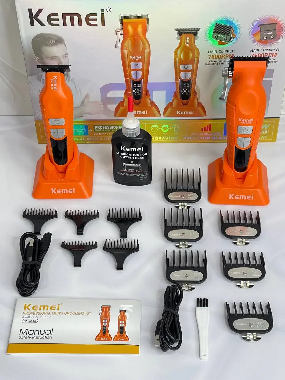 Kemei KM-8543 – Kit Professionnel de Coiffure 18-en-1 double tondeuse Tondeuse professionnelle