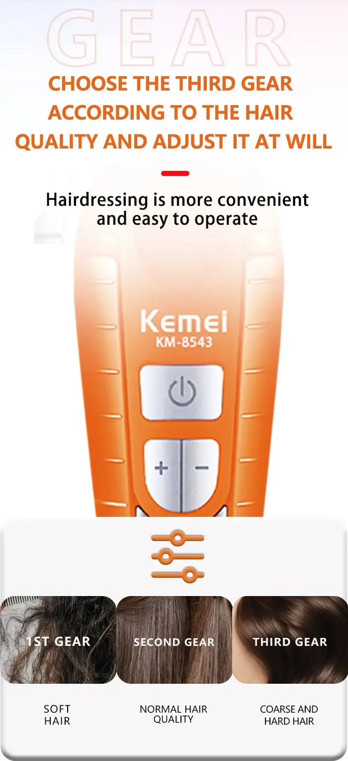 Kemei KM-8543 – Kit Professionnel de Coiffure 18-en-1 double tondeuse Tondeuse professionnelle