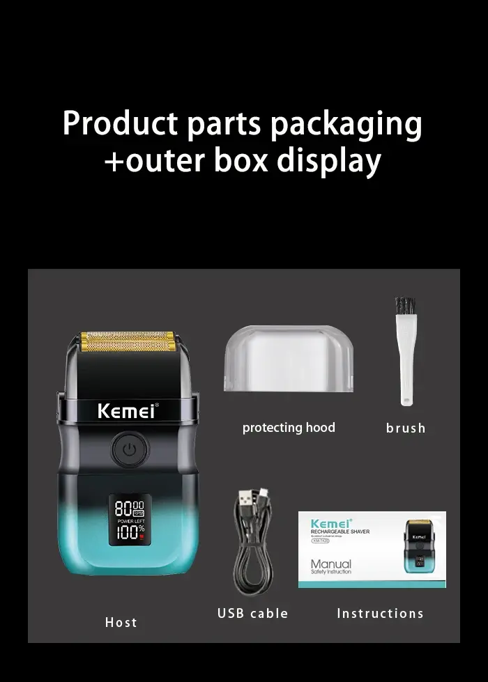 KEMEI Km-t420 Rasoir à barbe 1400mAh Lames en acier inoxydable 8000RPM KEMEI Km-t420 Rasoir à barbe 1400mAh Lames en acier inoxydable 8000RPM