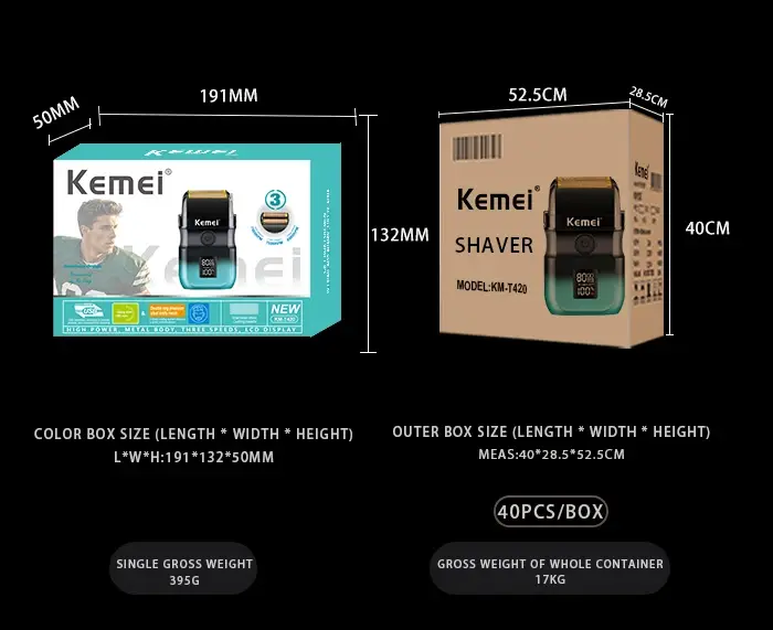 KEMEI Km-t420 Rasoir à barbe 1400mAh Lames en acier inoxydable 8000RPM KEMEI Km-t420 Rasoir à barbe 1400mAh Lames en acier inoxydable 8000RPM