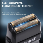 KEMEI Km-t420 Rasoir à barbe 1400mAh Lames en acier inoxydable 8000RPM