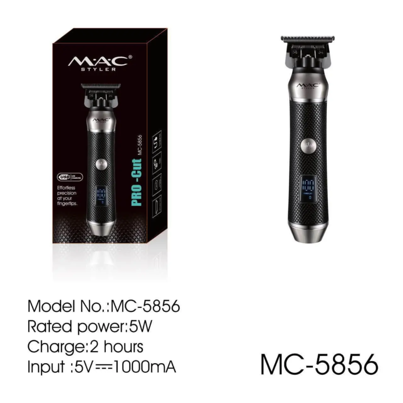 MAC Styler MC-5856 – Tondeuse Professionnelle T-Blade Rechargeable avec Écran LED – noir tondeuse mac