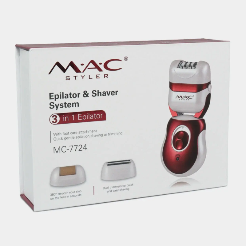 MAC Styler MC-7724 – Épilateur et Rasoir Électrique Rechargeable 3-en-1 appareil d'épilation Epilateur