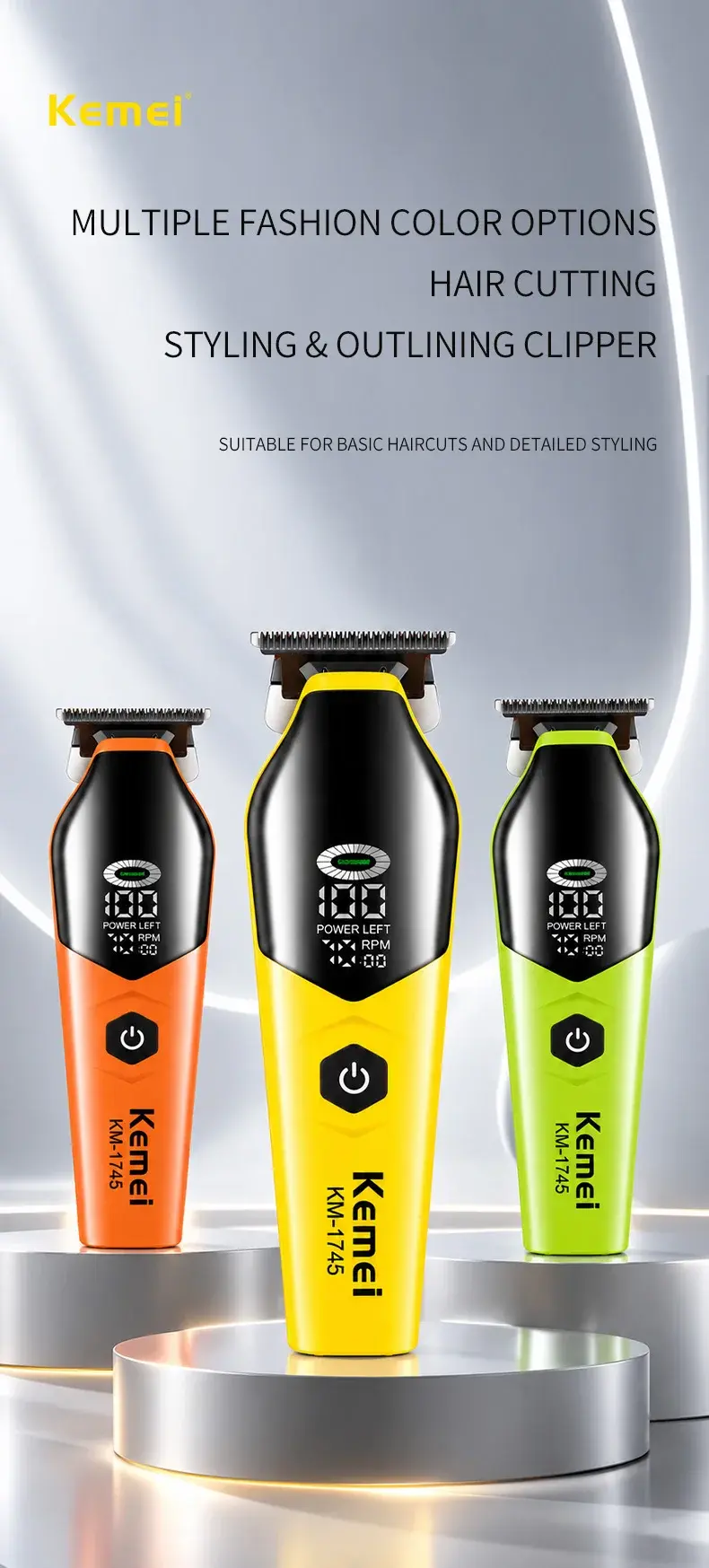 Kemei KM-1745 – Tondeuse Professionnelle Rechargeable avec Écran Numérique et Moteur 7 200 tr/min Kemei KM-1745 – Tondeuse Professionnelle Rechargeable avec Écran Numérique et Moteur 7 200 tr/min