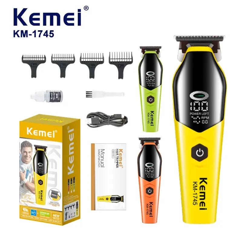 Kemei KM-1745 – Tondeuse Professionnelle Rechargeable avec Écran Numérique et Moteur 7 200 tr/min