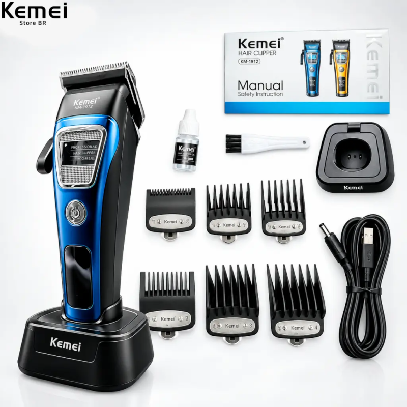 Kemei KM-1911 – Tondeuse Professionnelle Brushless avec Lame DLC et Base de Recharge tondeuse degradé Tondeuse professionnelle