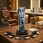 Kemei KM-1911 – Tondeuse Professionnelle Brushless avec Lame DLC et Base de Recharge tondeuse degradé Tondeuse professionnelle